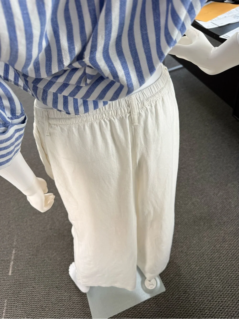 Zara Oyster White Wide-Leg Drawstring Pants
